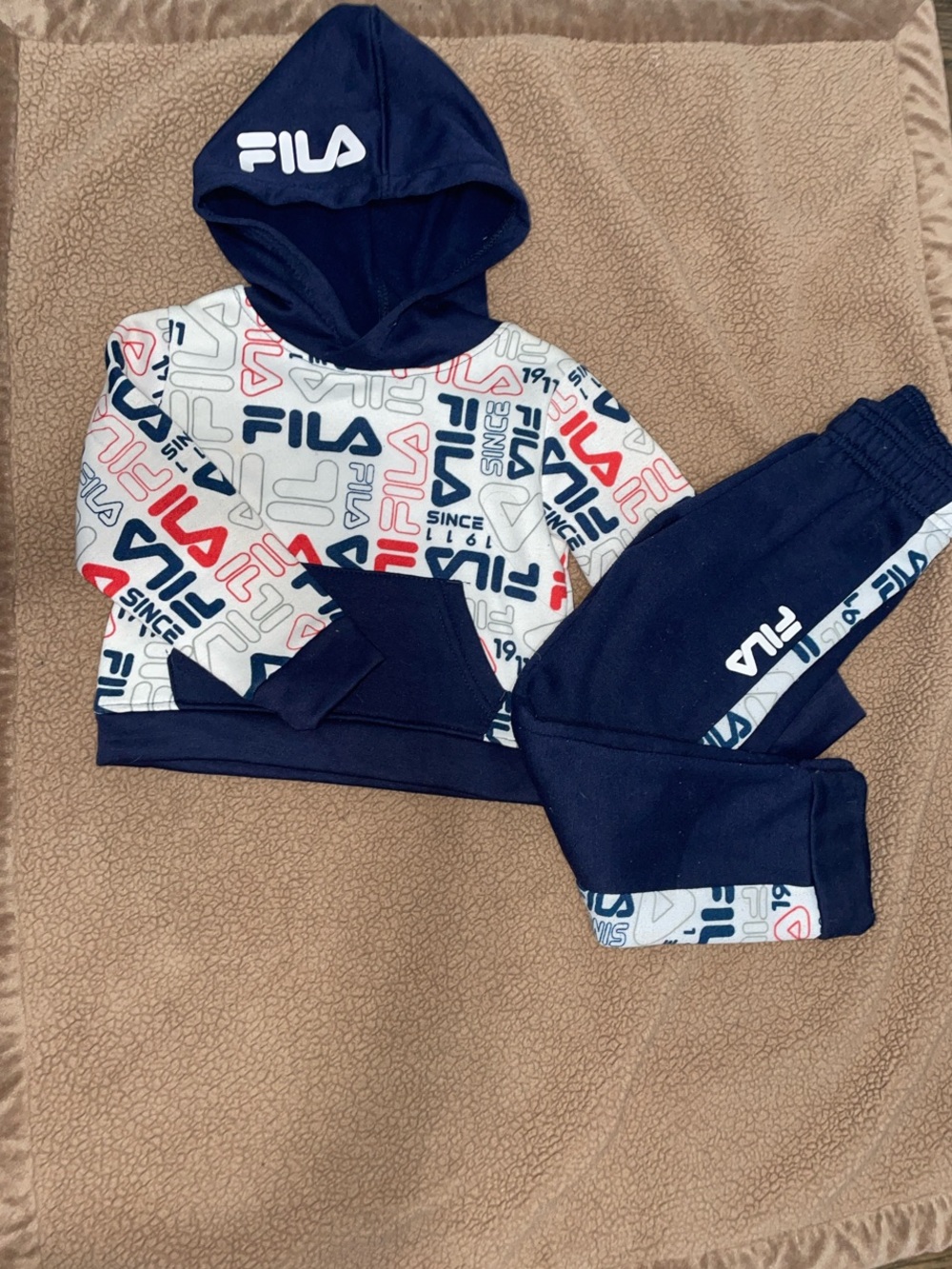 Fila Kids Navy, White & Red Logo Hoodie and Joggers Set